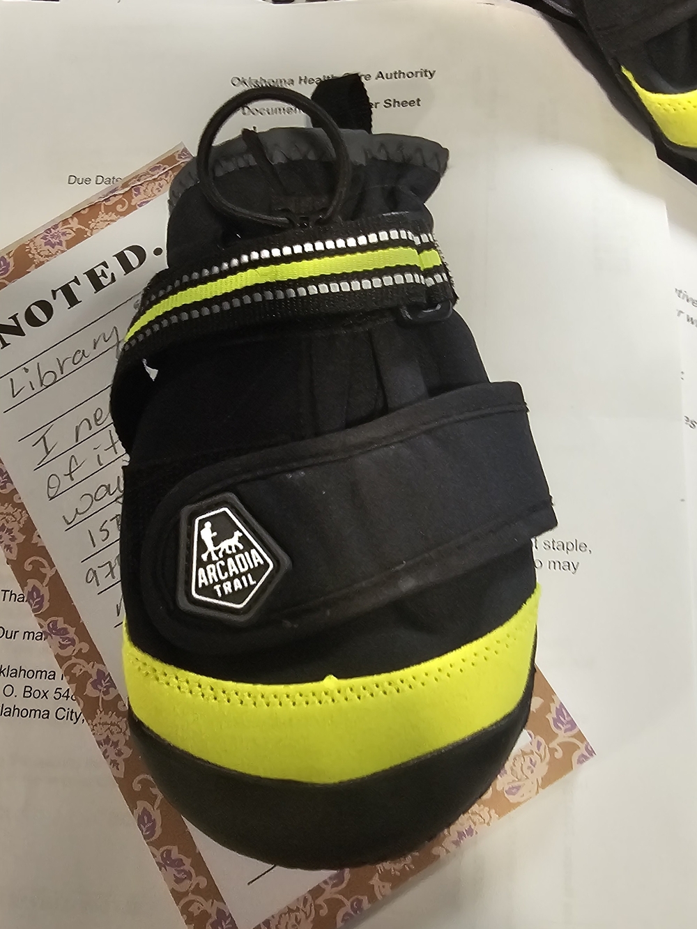 Arcadia Black and Neon Yellow Reflective Dog Boot - High Visibility